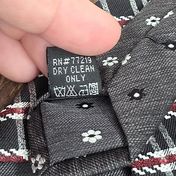 Egara Neck Tie 100% Silk Black Red White Plaid Grey Floral Designer Unique Gift - Picture 11 of 12